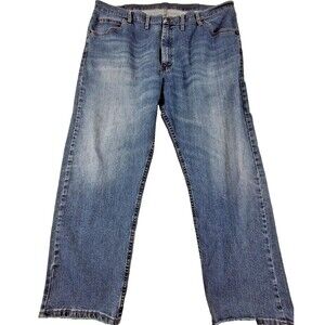 Wrangler Mens Jeans 44x29 Straight Leg Relaxed Fit Medium Wash Workwear